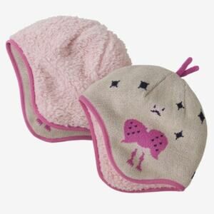 Patagonia Baby Knit Hat Pink Fleece Lined Ostrich Graphic